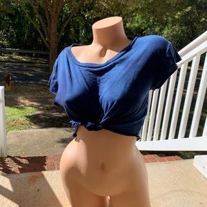 Super Sexy Brandy Melville Blue Crop Tee Short Faded Tie-dye Style T-shirt